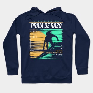 Retro Surfing Praia de Razo, Spain // Vintage Surfer Beach // Surfer's Paradise Hoodie